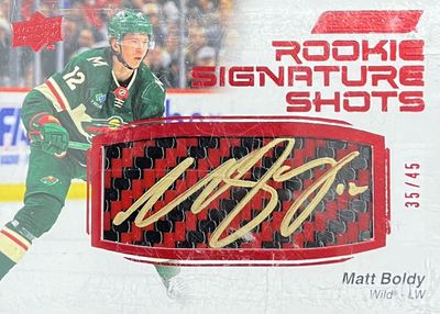 Matt Boldy - 2023-24 Upper deck Engrained Rookie signature shots Red stick /45 RSS-MB
