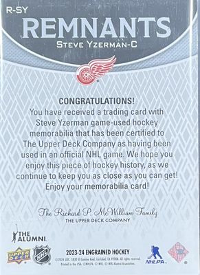 Steve Yzerman - 2023-24 Upper deck Engrained Remnants R-SY