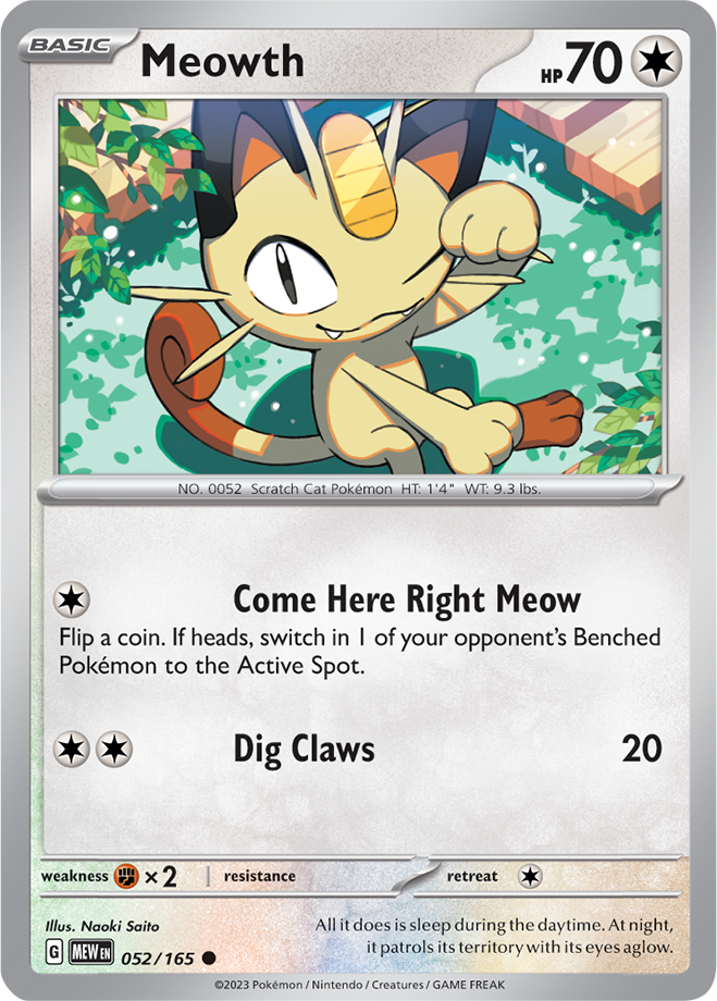 Meowth - Scarlet &amp; Violet 151 052/165, Fini: Unlimited