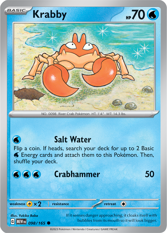 Krabby -  Scarlet &amp; Violet 151 098/165, Fini: Unlimited