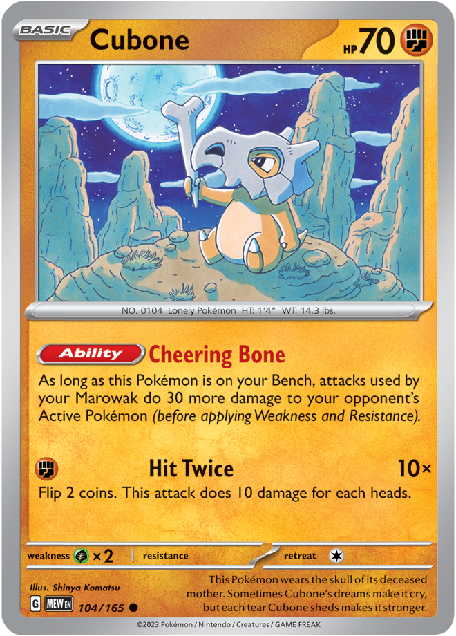 Cubone - Scarlet &amp; Violet 151 104/165, Fini: Unlimited