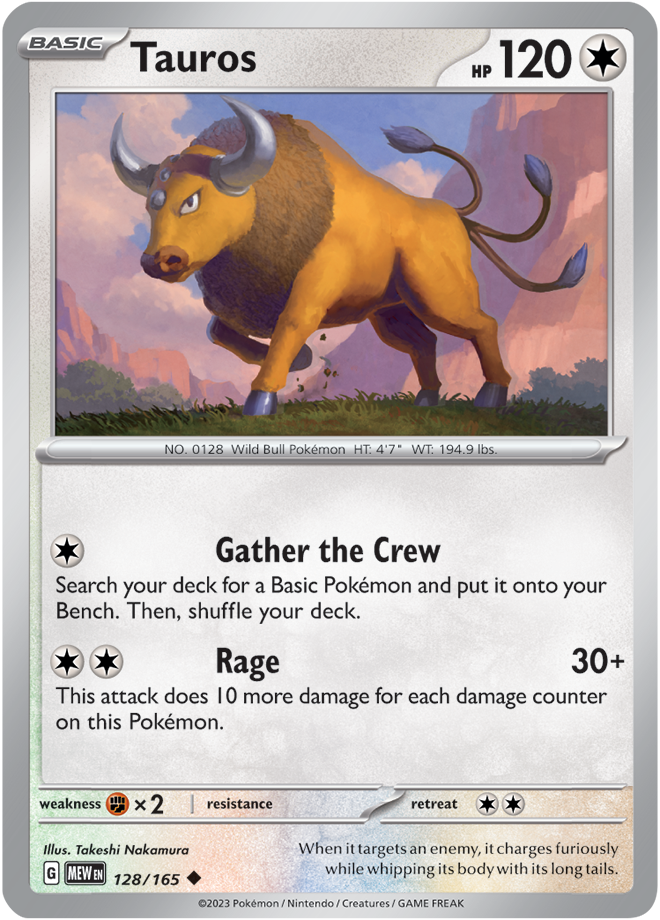 Tauros - Scarlet &amp; Violet 151 128/165, Fini: Unlimited