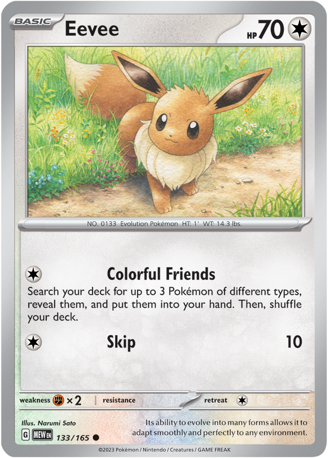 Eevee - Scarlet &amp; Violet 151 133/165, Fini: Unlimited