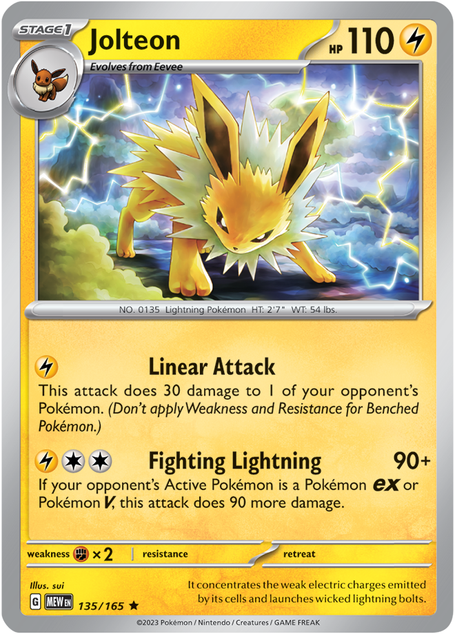 Jolteon - Scarlet &amp; Violet 151 135/165, Fini: Unlimited