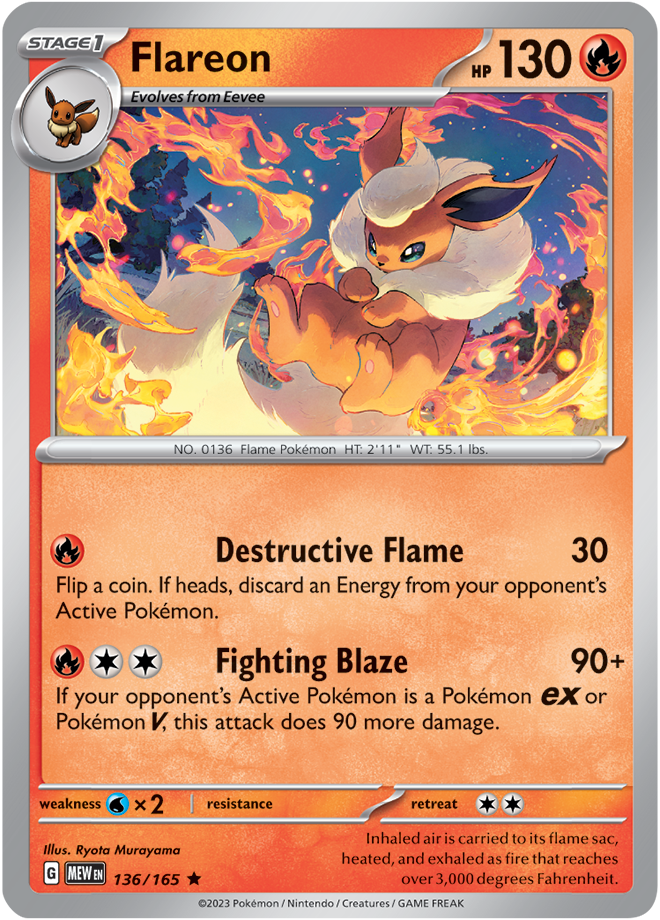 Flareon - Scarlet &amp; Violet 151 136/165, Fini: Unlimited