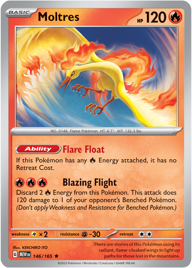 Moltres - Scarlet &amp; Violet 151 146/165, Fini: Unlimited