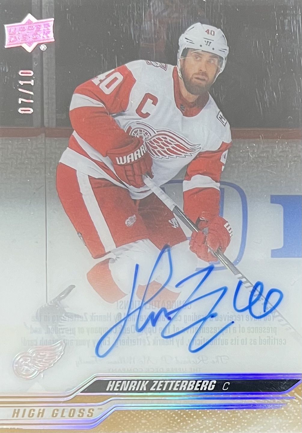 Henrik Zetterberg - 2023-24 Upper deck Clear cut High gloss /10 CC-HZ