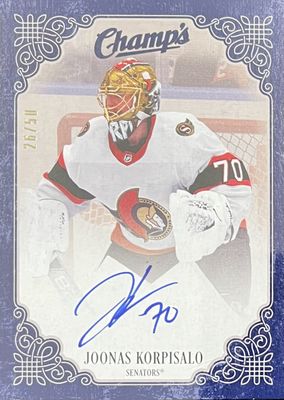 Joonas Korpisalo - 2023-24 Upper deck Clear cut Champ&#39;s /50  C-JK