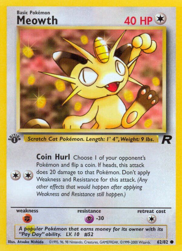 Meowth - Pokemon Team Rocket 62/82, Material: 1st edition