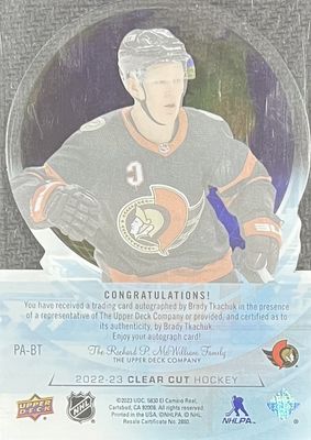 Brady Tkachuk - 2022-23 Upper deck Clear cut Pride /99 PA-BT