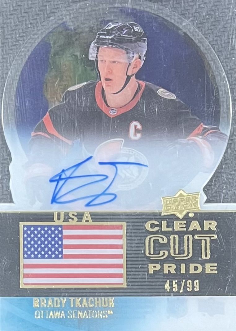 Brady Tkachuk - 2022-23 Upper deck Clear cut Pride /99 PA-BT