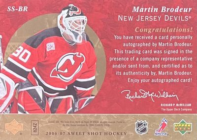 Martin Brodeur - Upper deck Sweet shot hockey Signature saves  SS-BR