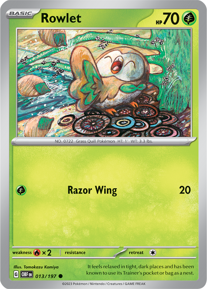 Rowlet - Scarlet &amp; Violet Obsidian flames 013/197, Fini: Unlimited