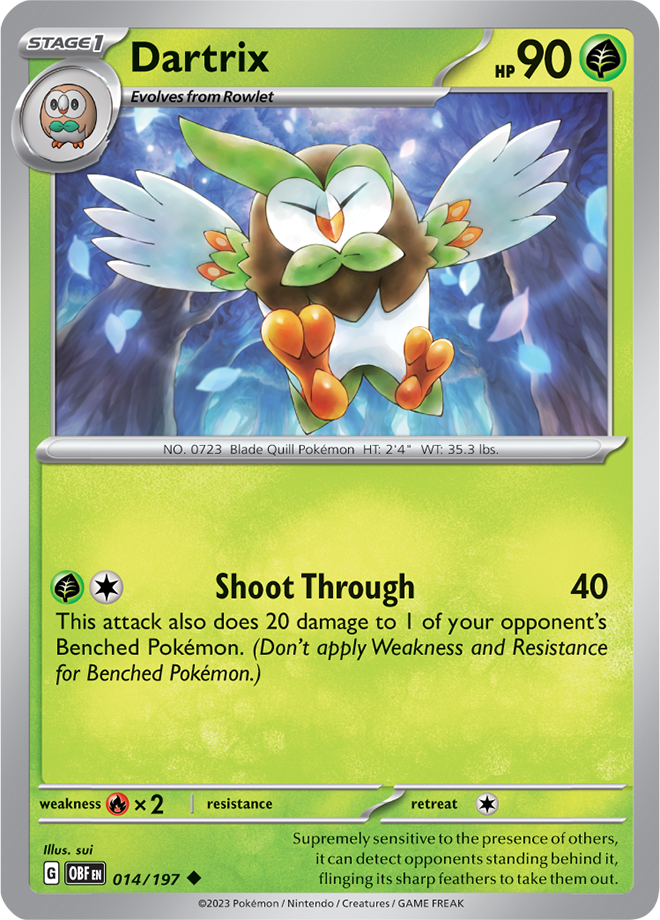 Dartrix - Scarlet &amp; Violet Obsidian flames 014/197, Fini: Unlimited