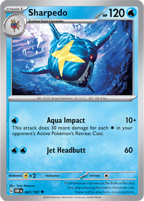 Sharpedo - Scarlet &amp; Violet Obsidian flames 047/197