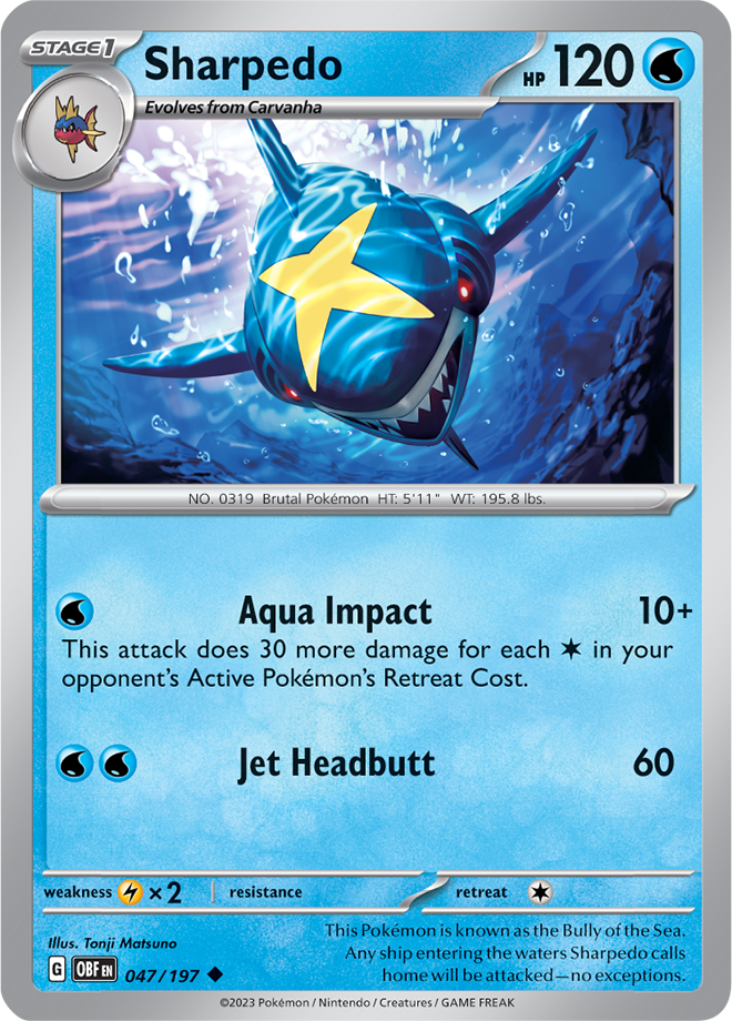 Sharpedo - Scarlet &amp; Violet Obsidian flames 047/197, Fini: Unlimited