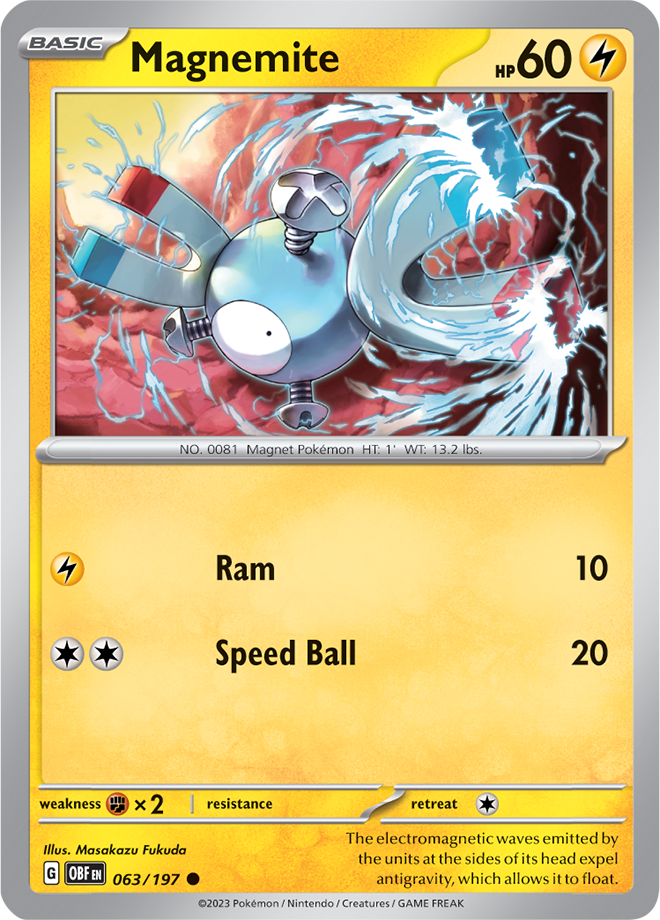 Magnemite - Scarlet &amp; Violet Obsidian flames 063/197, Fini: Unlimited