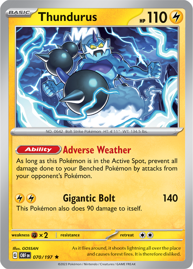 Thundurus - Scarlet &amp; Violet Obsidian flames 070/197, Fini: Unlimited