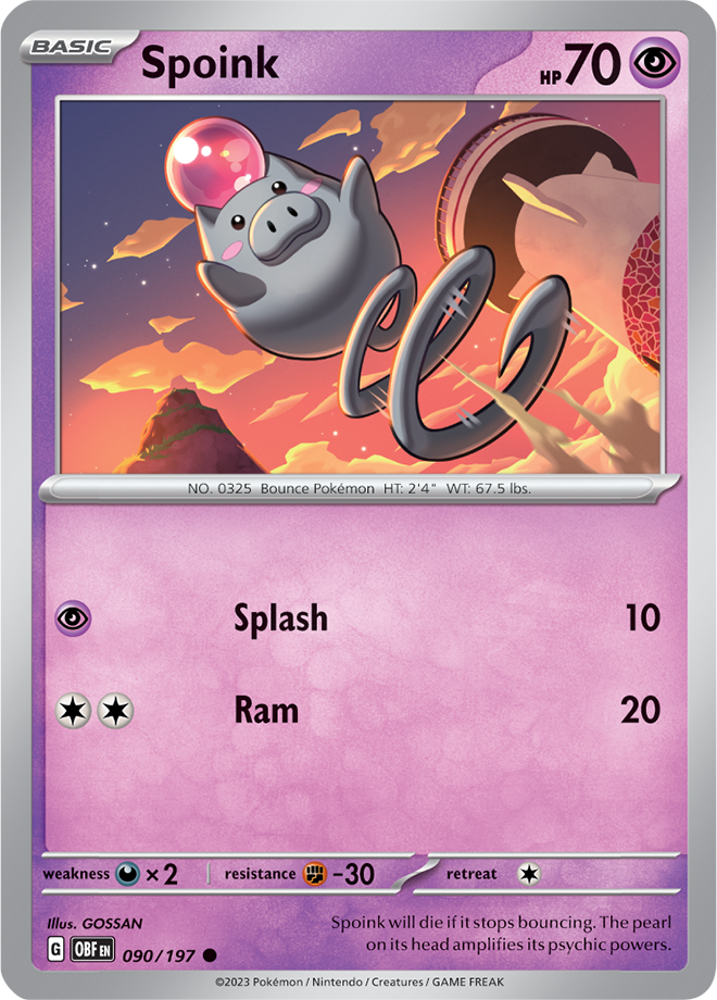 Spoink - Scarlet &amp; Violet Obsidian flames 090/197, Fini: Unlimited