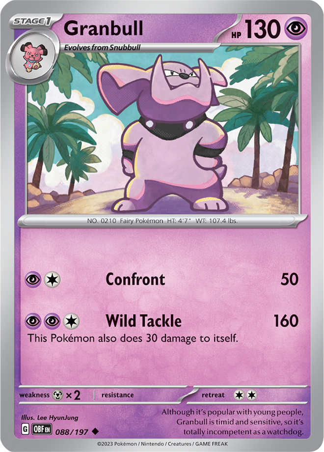 Granbull - Scarlet &amp; Violet Obsidian flames 088/197, Fini: Unlimited