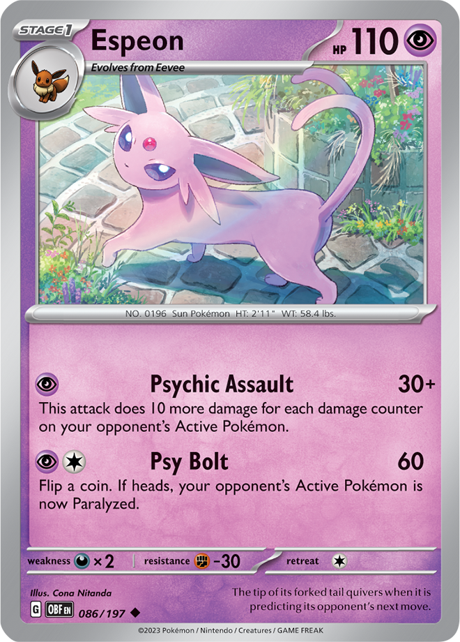 Espeon - Scarlet &amp; Violet Obsidian flames 086/197, Fini: Unlimited