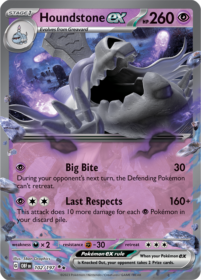 Houndstone EX - Scarlet &amp; Violet Obsidian flames 102/197, Foil: Foil