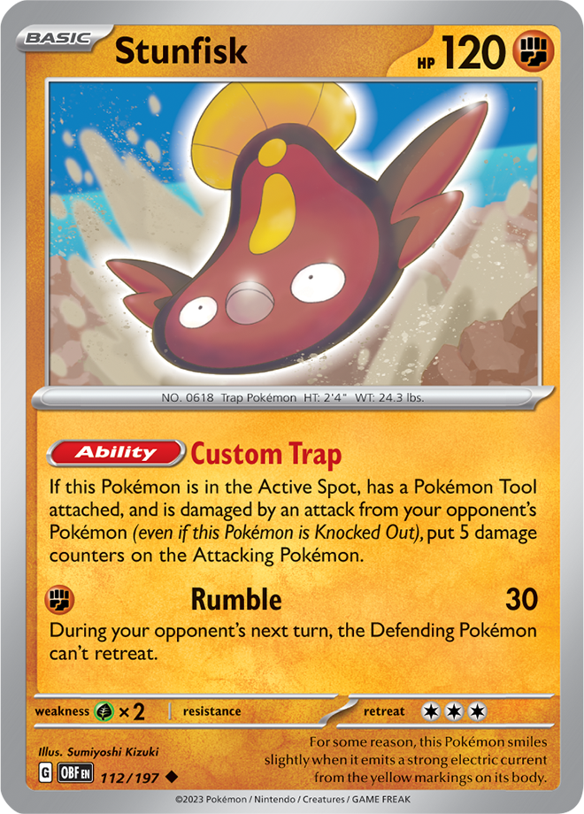 Stunfisk - Scarlet &amp; Violet Obsidian flames 112/197, Fini: Unlimited