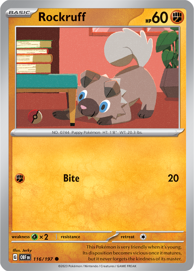 Rockruff - Scarlet &amp; Violet Obsidian flames 116/197, Fini: Unlimited