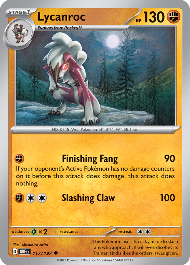 Lycanroc - Scarlet &amp; Violet Obsidian flames 117/197, Fini: Unlimited