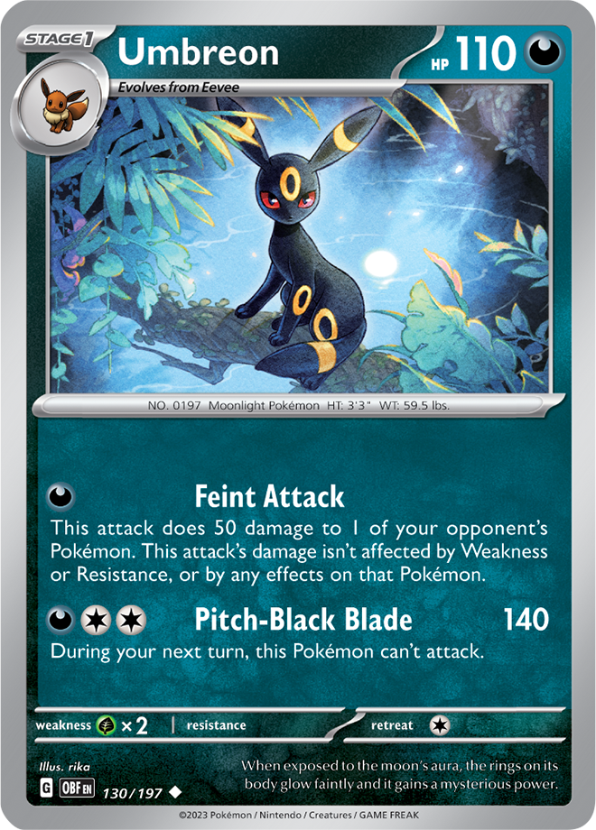 Umbreon - Scarlet &amp; Violet Obsidian flames 130/197, Fini: Unlimited