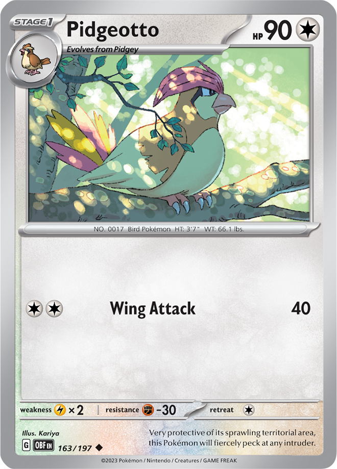 Pidgeotto - Scarlet &amp; Violet Obsidian flames 163/197, Fini: Unlimited