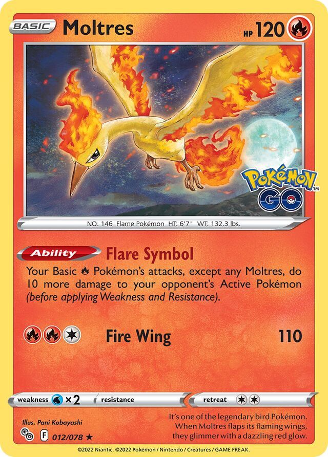 Moltres - Sword &amp; Shield Pokemon Go 012/078