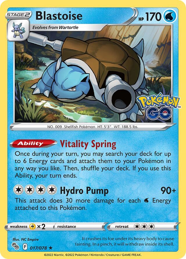 Blastoise - Sword &amp; Shield Pokemon Go 017/078