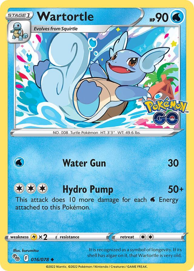 Wartortle - Sword &amp; Shield Pokemon Go 016/078