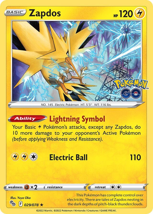 Zapdos - Sword &amp; Shield Pokemon Go 029/078