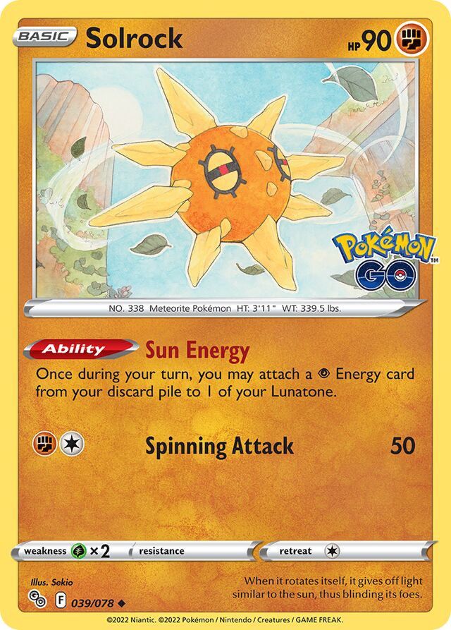 Solrock - Sword &amp; Shield Pokemon Go 039/078