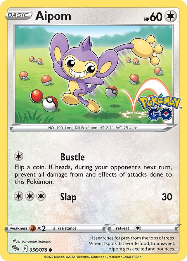 Aipom - Sword &amp; Shield Pokemon Go 056/078