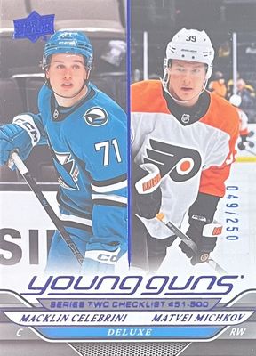 Macklin Celebrini Matvei Michkov - Upper deck Series two Young guns checklist /250 Deluxe #500