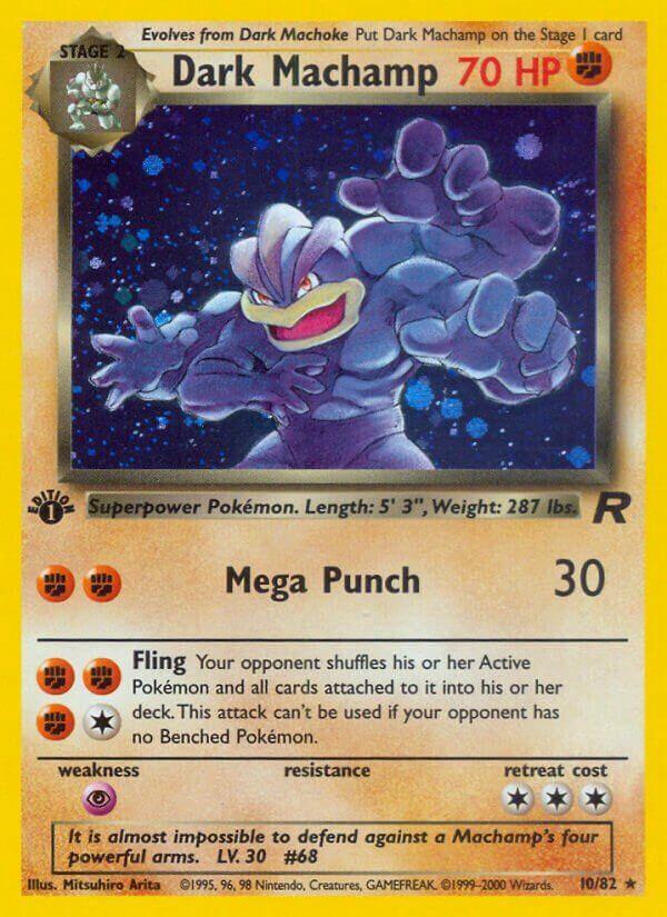 Dark Machamp - Team Rocket 10/82, Fini: 1st edition (Holo foil)
