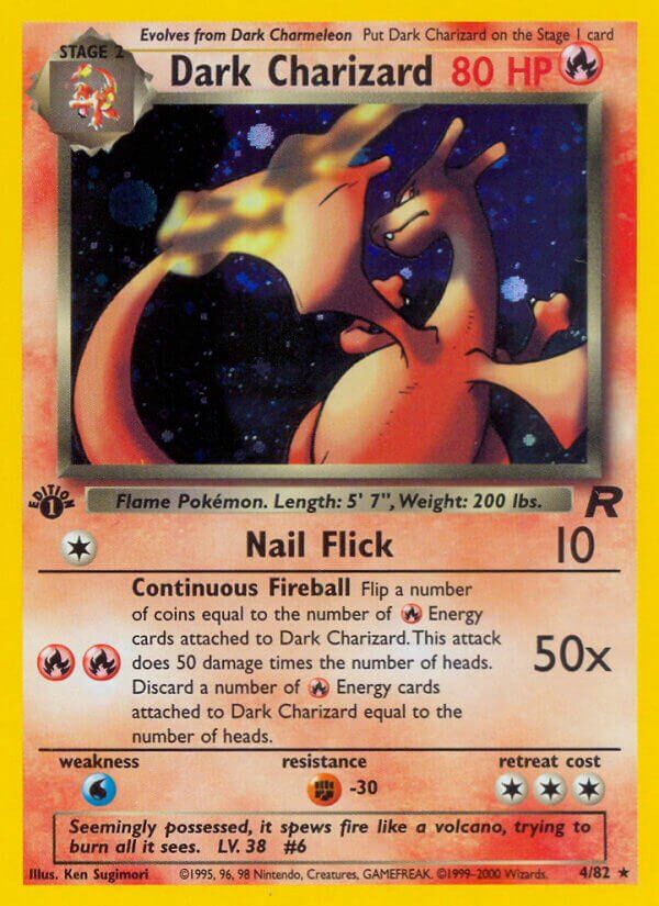 Dark Charizard - Team Rocket 4/82, Fini: 1st edition (Holo)