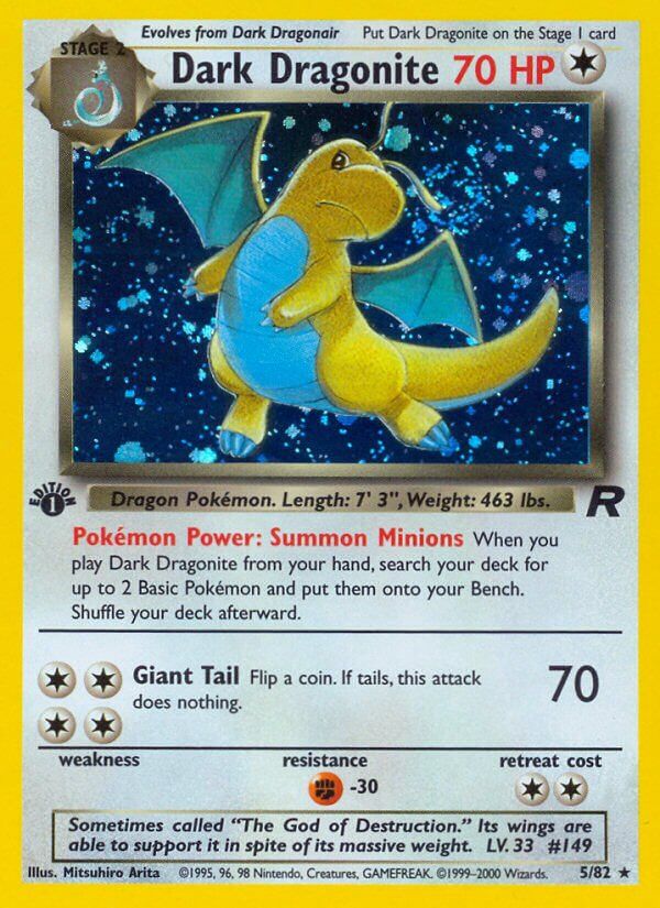 Dark Dragonite - Team Rocket 5/82, Fini: 1st edition (Holo)