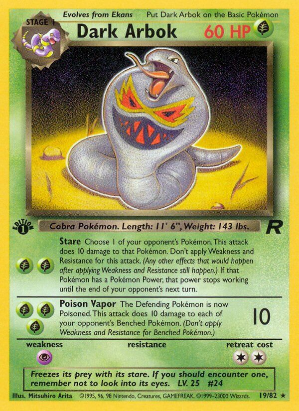 Dark Arbok - Team Rocket 19/82, Fini: 1st edition (Non-Holo)