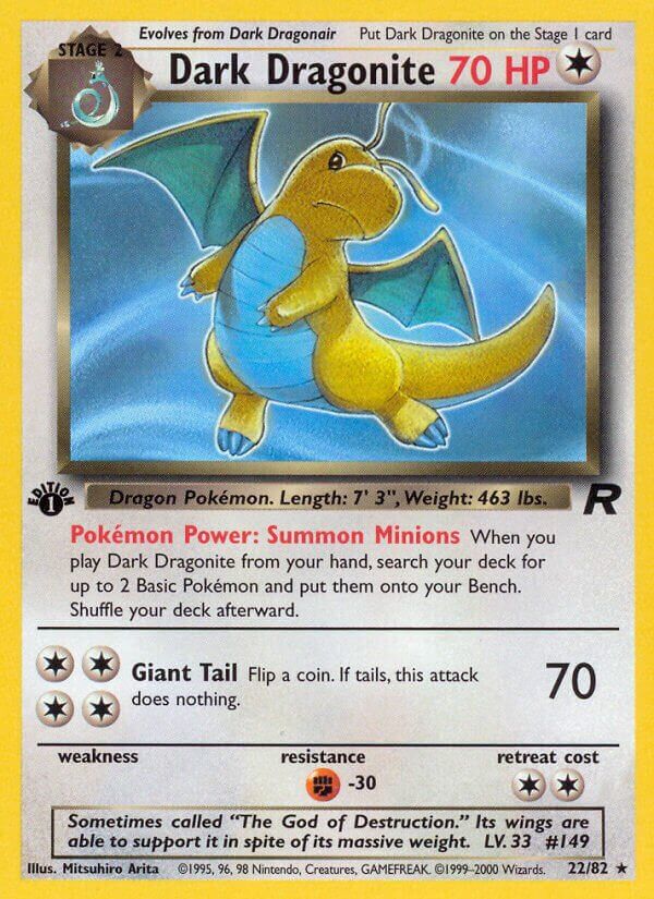 Dark Dragonite - Team Rocket 22/82, Fini: 1st edition (Non-Holo)
