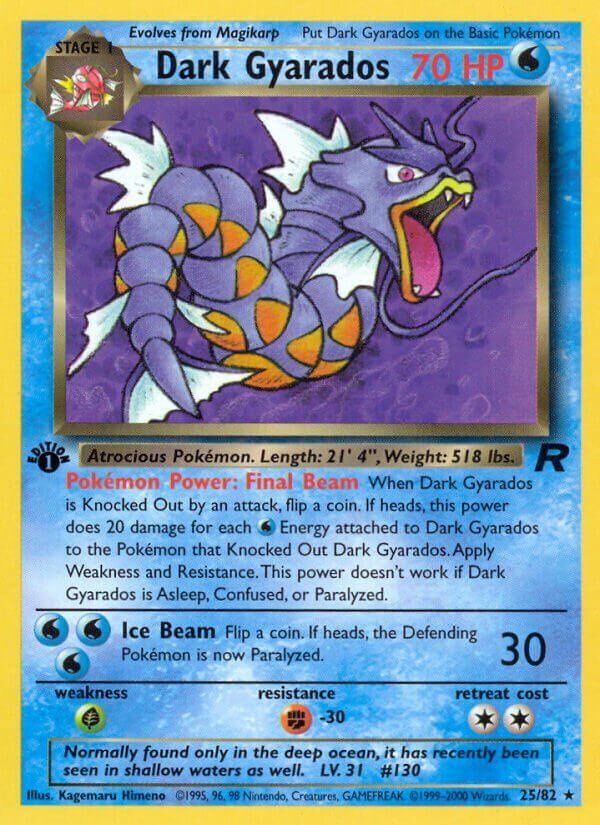 Dark Gyarados - Team Rocket 25/82, Fini: 1st edition (Non-Holo)
