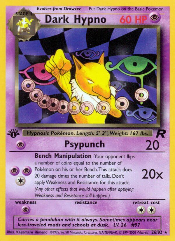 Dark Hypno - Team Rocket 26/82, Fini: 1st edition (Non-Holo)