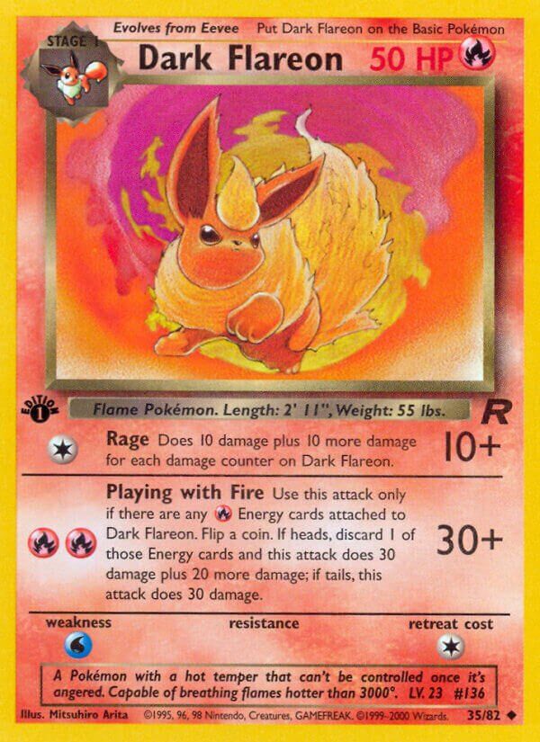 Dark Flareon - Team Rocket 35/82, Fini: 1st edition (Non-Holo)