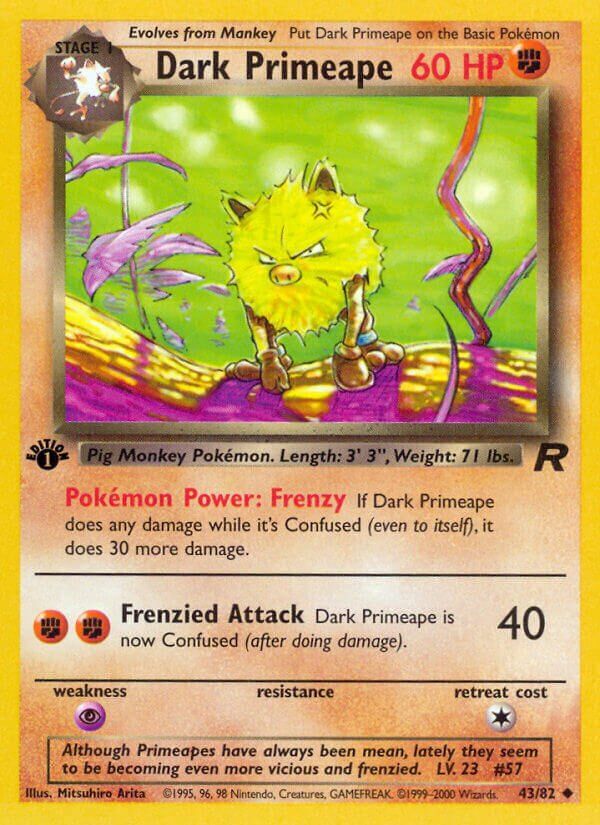 Dark Primeape - Team Rocket 43/82, Fini: 1st edition (Non-Holo)