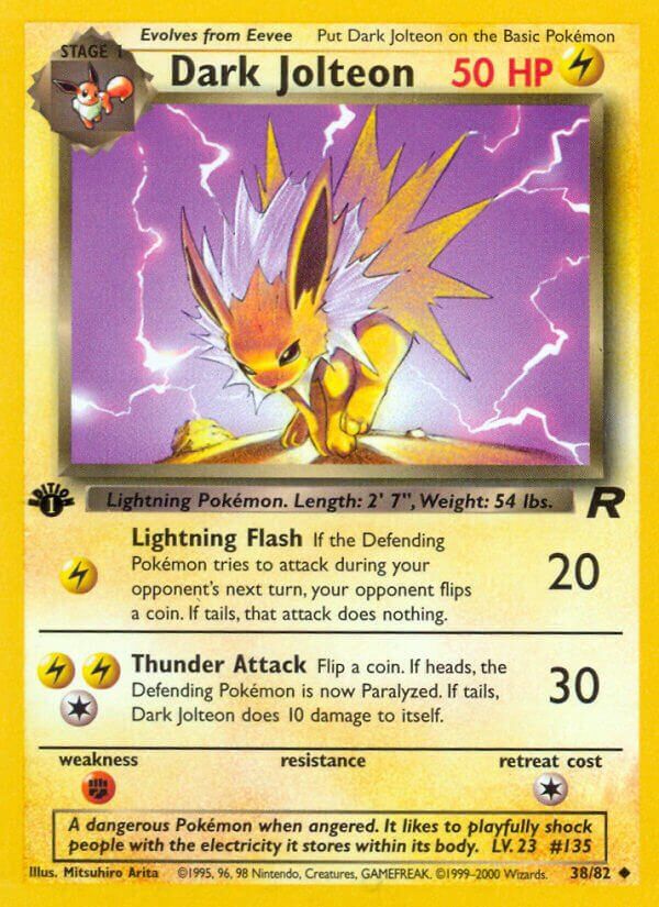 Dark Jolteon - Team Rocket 38/82, Fini: 1st edition (Non-Holo)