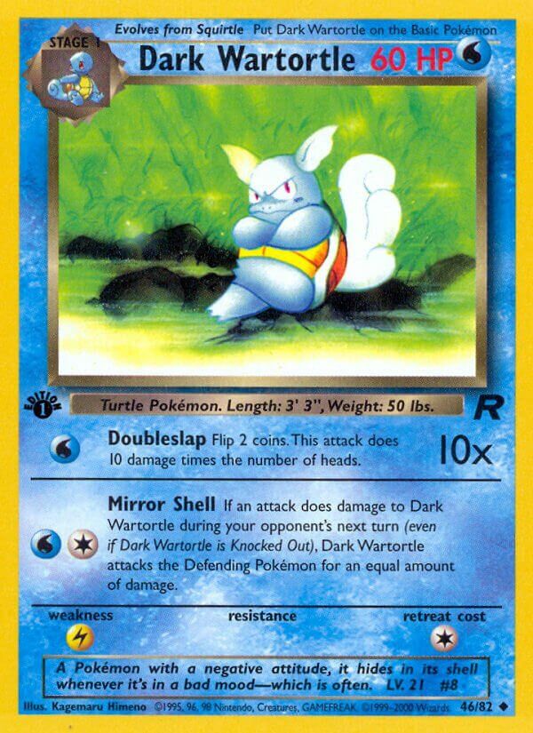 Dark Wartortle - Team Rocket 46/82, Fini: 1st edition (Non-Holo)