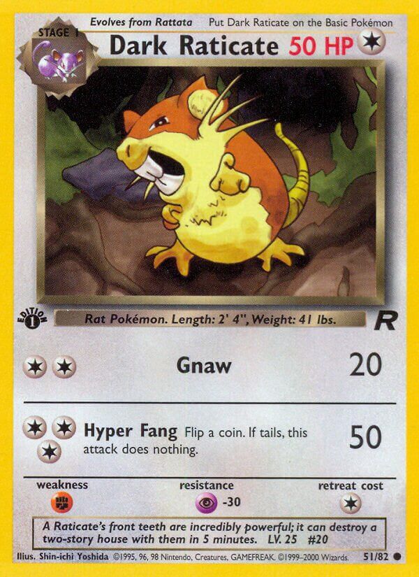 Dark Raticate - Team Rocket 51/82, Fini: 1st edition